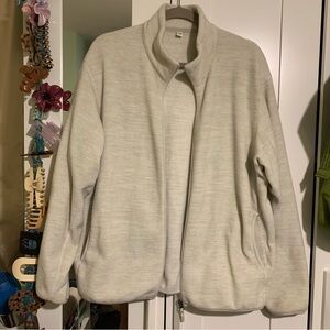 Uniqlo Light Beige/Cream Fleece Unisex Jacket